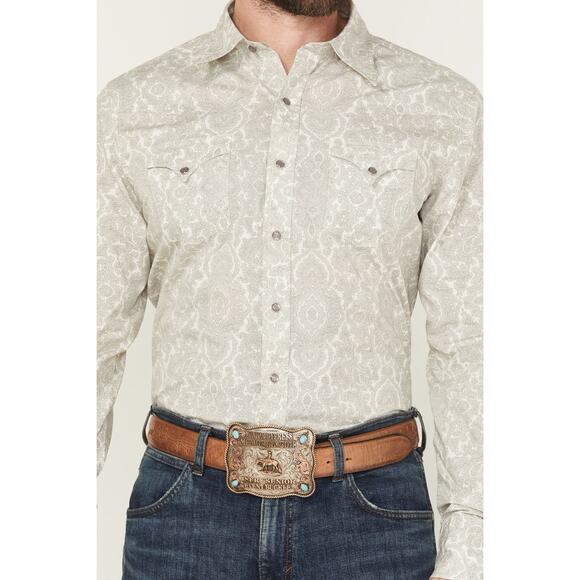 Stetson NEW Men's Large Medallion Long Sleeve Pearl Snap Western Shirt Cowboy - Picture 15 of 15
